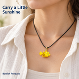 Boxfish Jewelry Set, Yellow Hand-Painted Enamel Pendant, Stud Earrings and Adjustable Ring