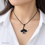 Manta Ray Pendant Charm, Hand-Painted Enamel Ocean Animal Jewelry for Coastal Necklace Styling