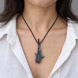 Whale Shark Pendant Charm, Hand-Painted Enamel Ocean Animal Necklace Accent with Spotted Detail