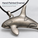 Orca Pendant Charm, Black and White Hand-Painted Enamel Sea Animal Necklace Accent