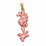 Seahorse Jewelry, Pink Hand-Painted Enamel Pendant and Fishhook Earrings for Ocean-Inspired Style