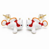 Frogfish Jewelry, Hand-Painted Enamel Pendant and Stud Earrings with Playful Ocean Animal Detail