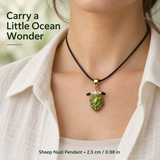 Sheep Nudibranch Jewelry Set, Hand-Painted Enamel Pendant, Stud Earrings and Adjustable Ring