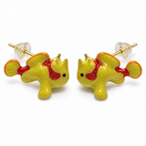 Frogfish Jewelry, Hand-Painted Enamel Pendant and Stud Earrings with Playful Ocean Animal Detail