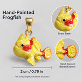 Frogfish Jewelry, Hand-Painted Enamel Pendant and Stud Earrings with Playful Ocean Animal Detail