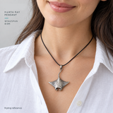 Manta Ray Pendant Charm, Hand-Painted Enamel Ocean Animal Jewelry for Coastal Necklace Styling