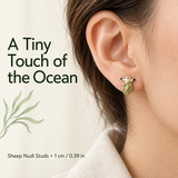 Sheep Nudibranch Jewelry Set, Hand-Painted Enamel Pendant, Stud Earrings and Adjustable Ring