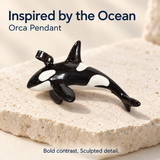 Orca Pendant Charm, Black and White Hand-Painted Enamel Sea Animal Necklace Accent