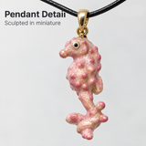 Seahorse Jewelry, Pink Hand-Painted Enamel Pendant and Fishhook Earrings for Ocean-Inspired Style