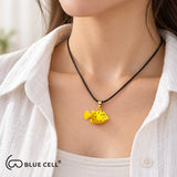 Boxfish Jewelry Set, Yellow Hand-Painted Enamel Pendant, Stud Earrings and Adjustable Ring