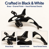 Orca Pendant Charm, Black and White Hand-Painted Enamel Sea Animal Necklace Accent
