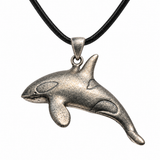 Orca Pendant Charm, Black and White Hand-Painted Enamel Sea Animal Necklace Accent