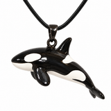 Orca Pendant Charm, Black and White Hand-Painted Enamel Sea Animal Necklace Accent