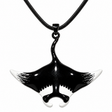 Manta Ray Pendant Charm, Hand-Painted Enamel Ocean Animal Jewelry for Coastal Necklace Styling