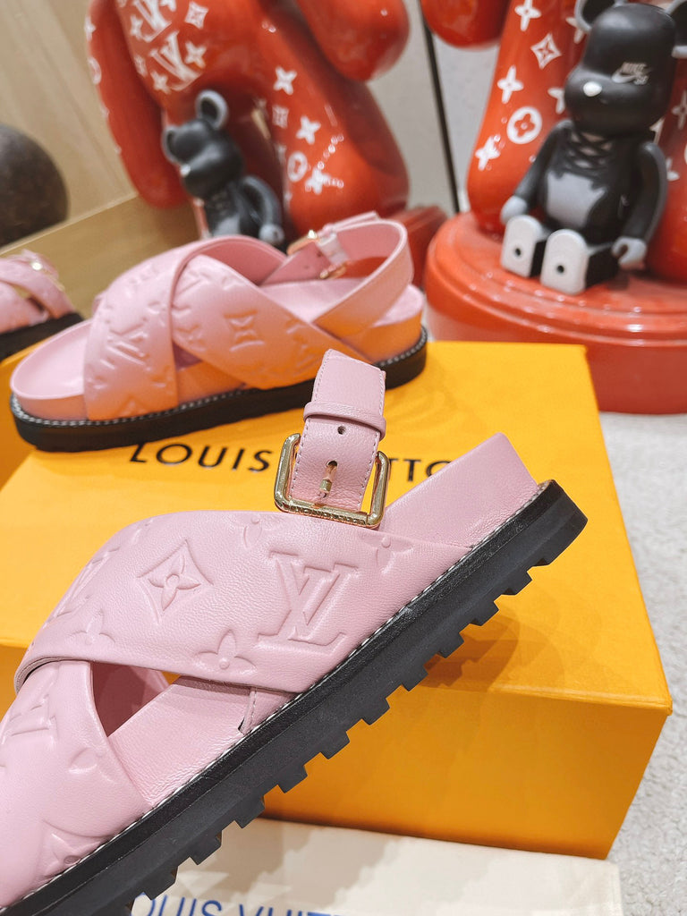 Louis Vuitton LV Women Paseo Flat Comfort Sandal Pink Monogram