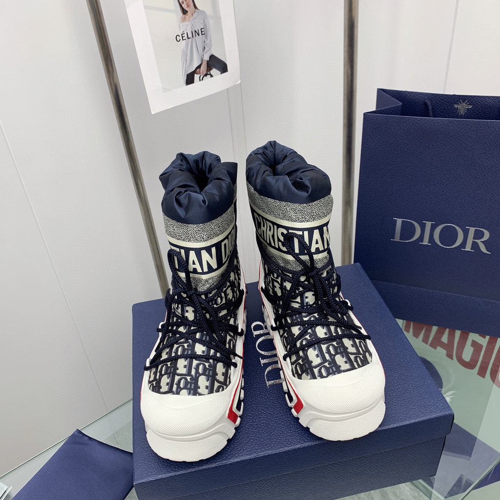 DiorAlps Snow Ankle Boot Deep Blue Dior Oblique Shiny Nylon