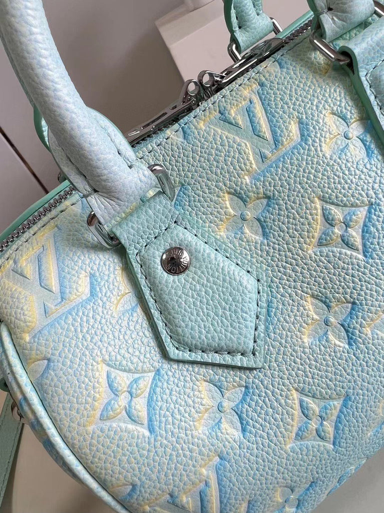 NEW LOUIS VUITTON SPEEDY 20 Vert d'eau Green Monogram embossed leather  M46092