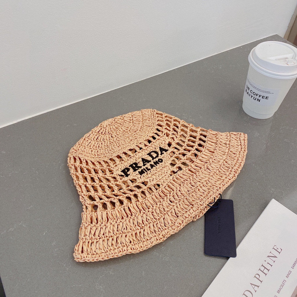 Prada Beige crochet bucket hat